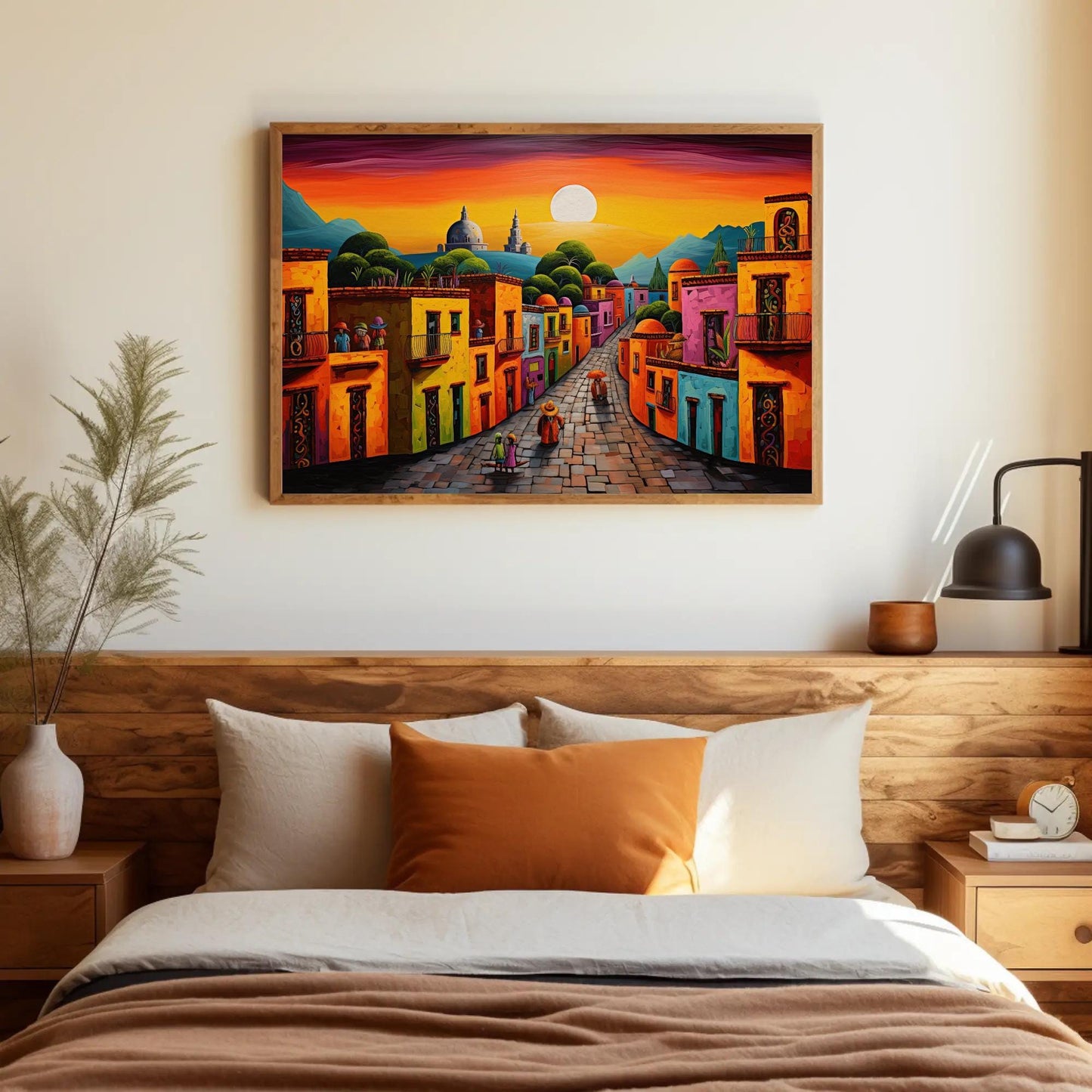 Oaxaca Mexican Village , Colorful Mexico canvas wall art, gallery-wrapped or framed (view 2)