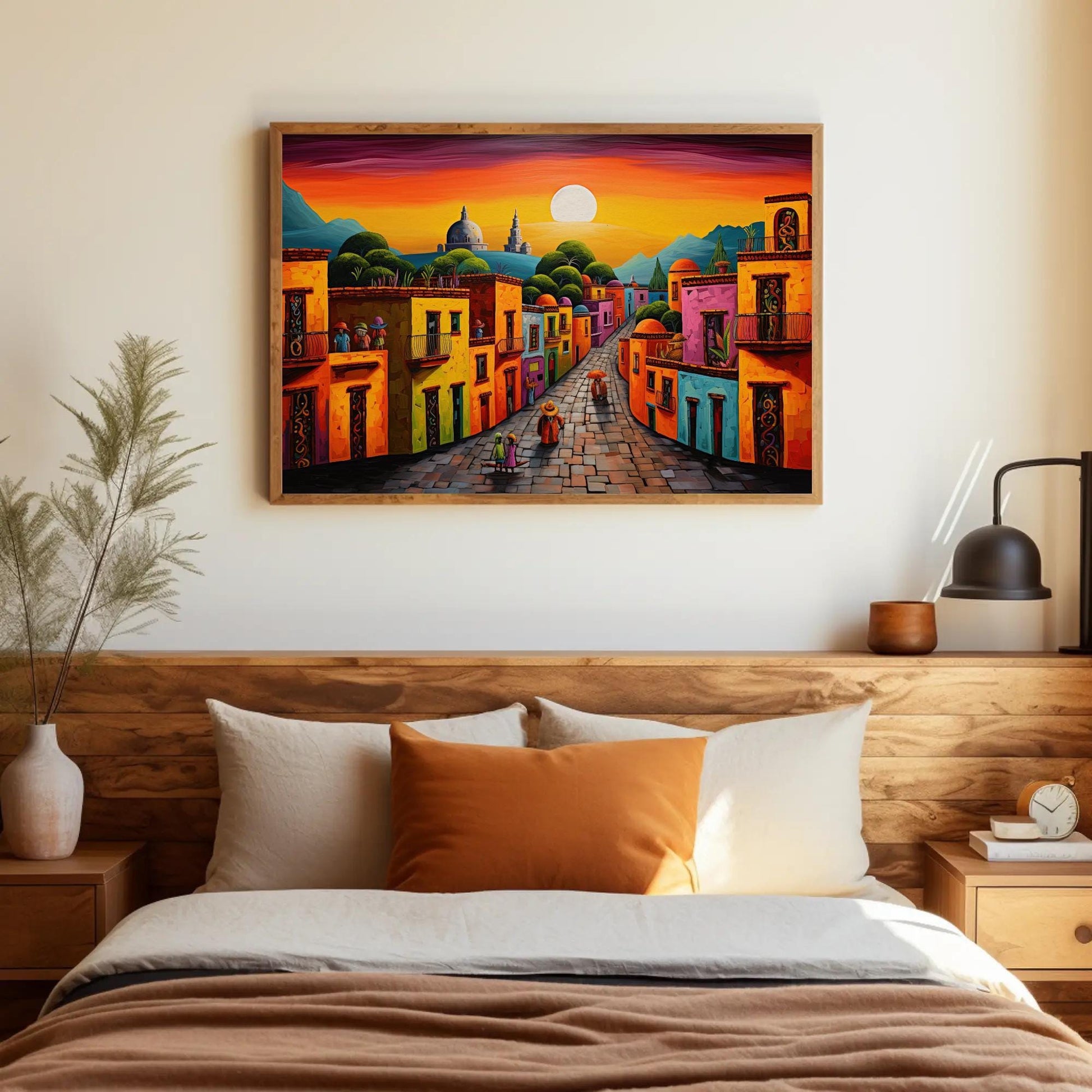 Oaxaca Mexican Village , Colorful Mexico canvas wall art, gallery-wrapped or framed (view 2)