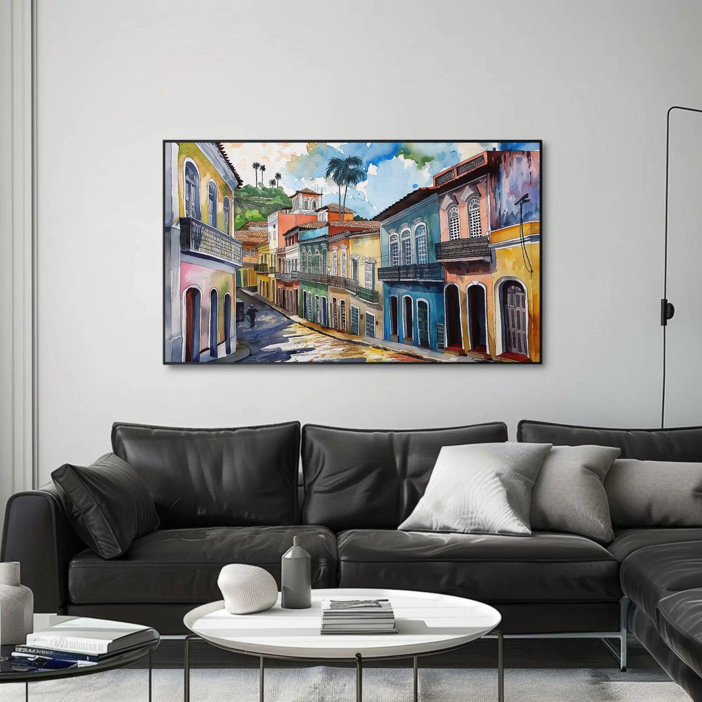 Salvador Bahia canvas wall art shown in a living room