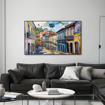 Salvador Bahia canvas wall art shown in a living room