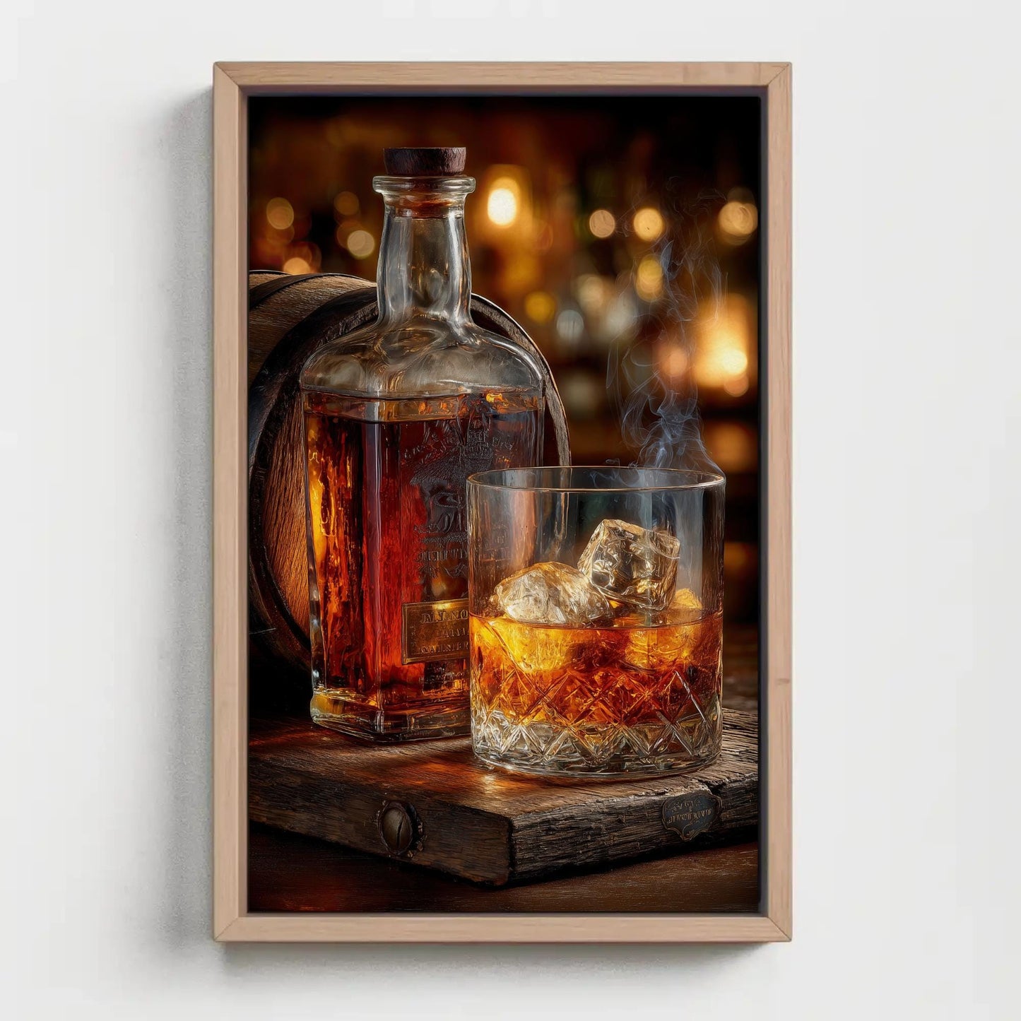 Whiskey Barrel Canvas Print – Rustic Bourbon Wall Art for Home Bar Decor
