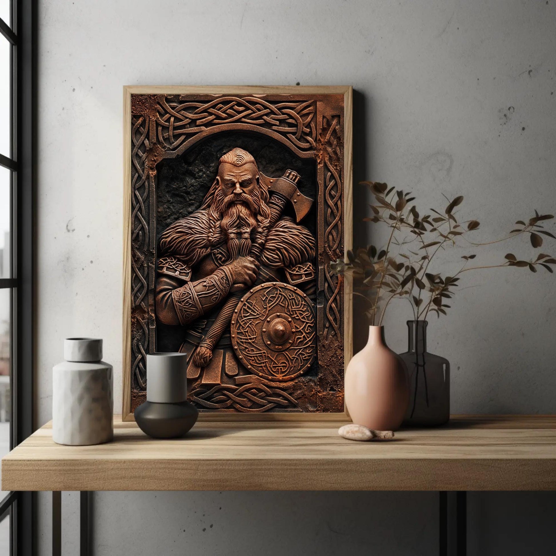 Viking Warrior canvas wall art shown in a styled room (view 3)