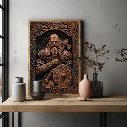 Viking Warrior canvas wall art shown in a styled room (view 3)