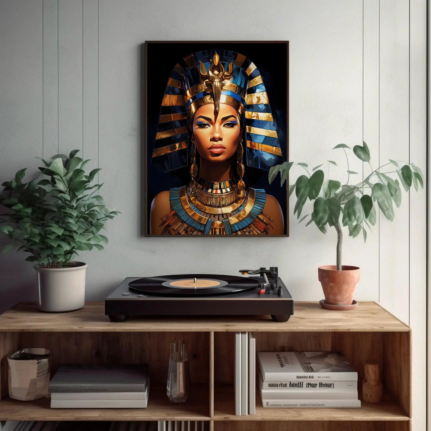 Queen Cleopatra , Egyptian Royal Black canvas wall art for the home