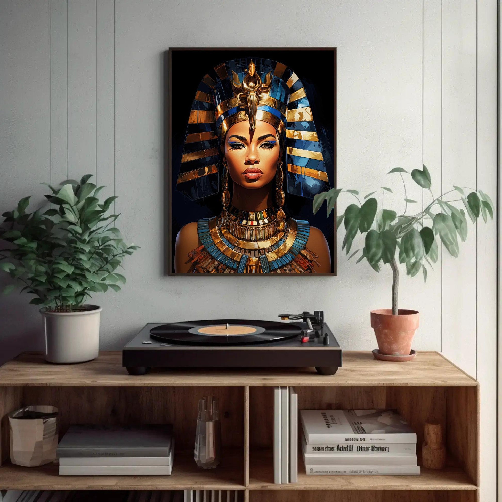 Queen Cleopatra , Egyptian Royal Black canvas wall art for the home