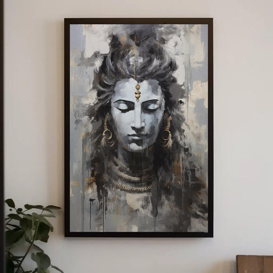 Lord Shiva Canvas Print, Hindu Meditation Room Wall Decor