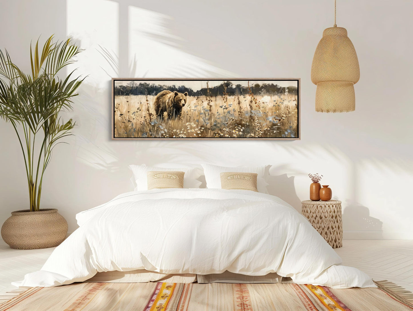 Brown Bear canvas wall art shown in a bedroom (view 2)