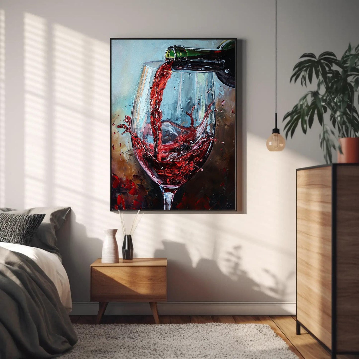 Red Wine canvas wall art shown in a styled room