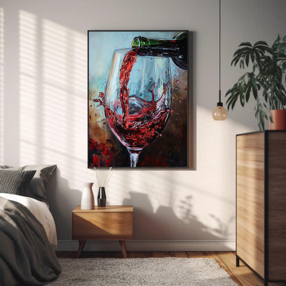 Red Wine canvas wall art shown in a styled room