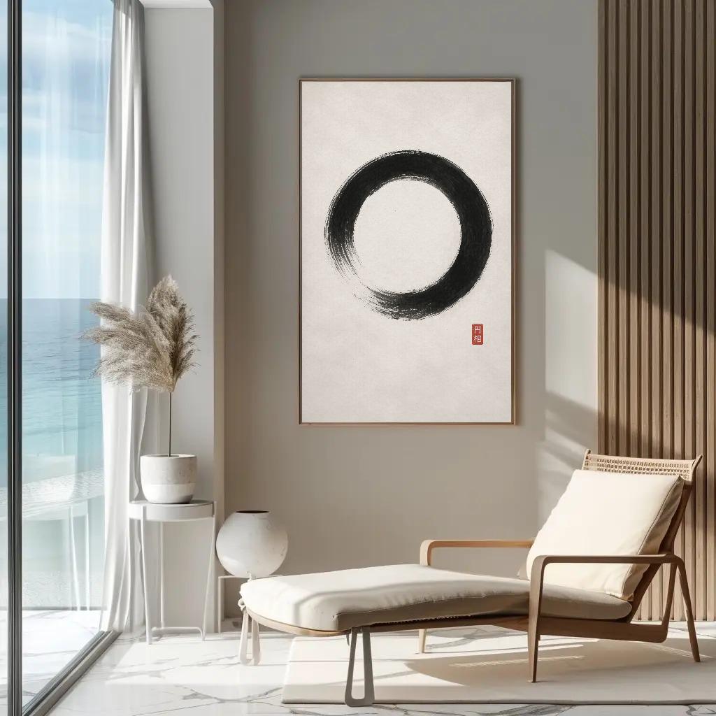 Ensō Circle canvas wall art shown in a styled room (view 2)