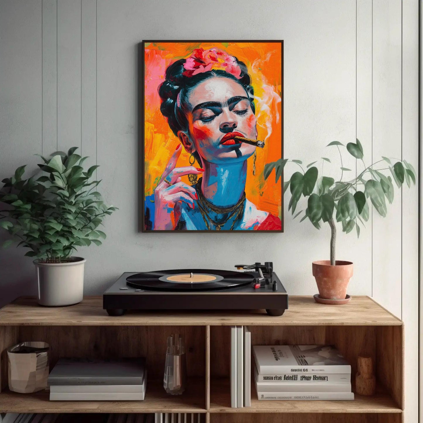Frida Kahlo , Mexican Folk Art Wall canvas wall art, gallery-wrapped or framed