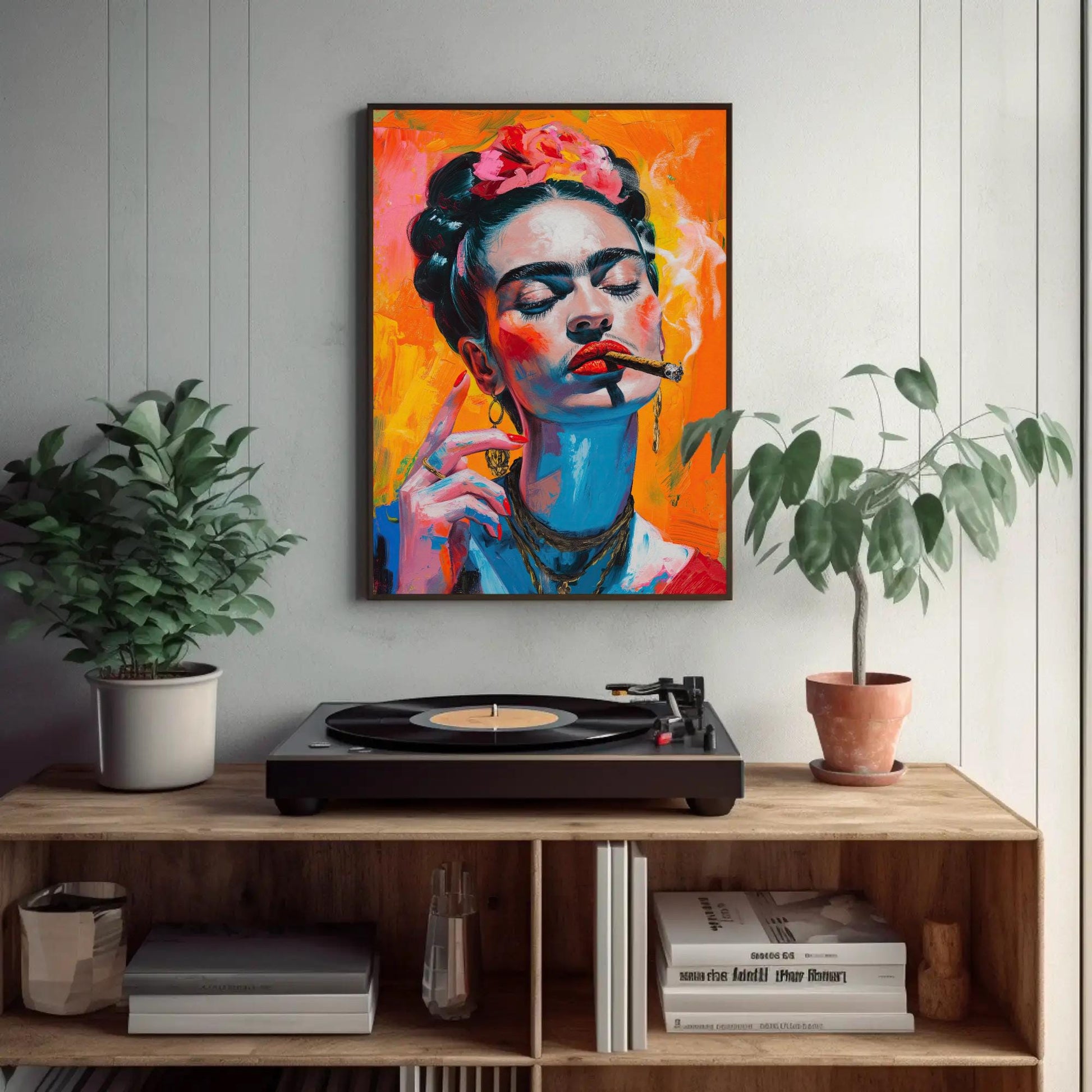 Frida Kahlo , Mexican Folk Art Wall canvas wall art, gallery-wrapped or framed