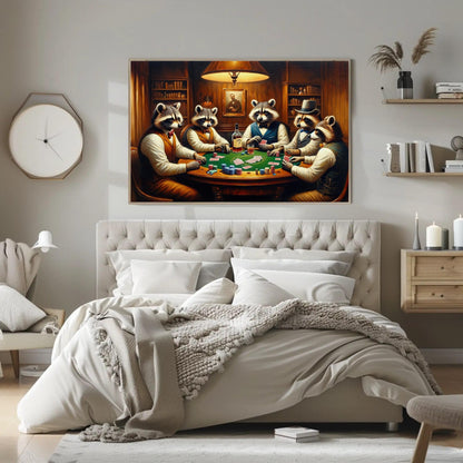Raccoons Playing Poker canvas wall art, statement décor (view 2)