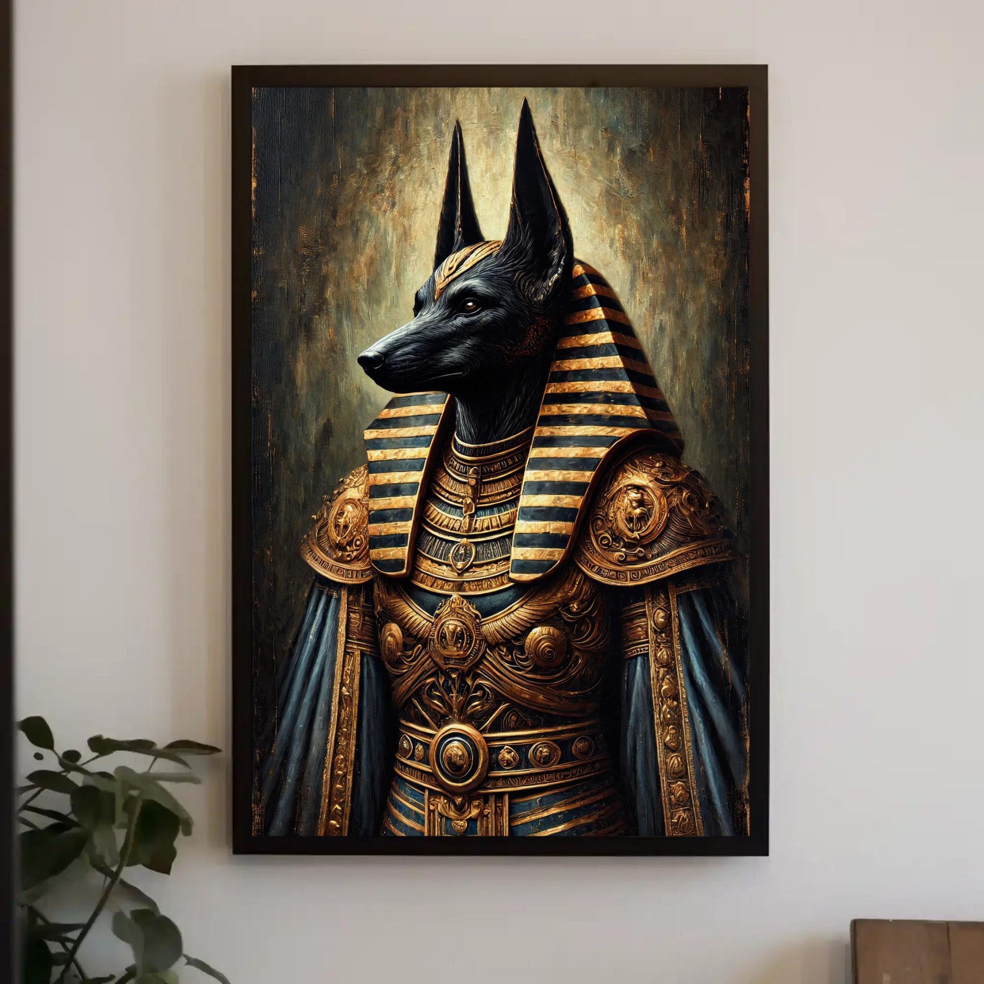 Anubis Canvas Print, Gothic Egyptian Wall Art on Museum-Grade Canvas