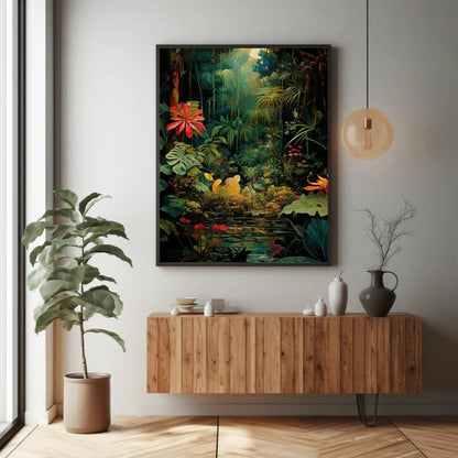 Tropical Jungle , Lush Green Forest canvas print, premium giclée wall art