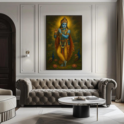 Krishna Flute canvas wall art, ready to hang