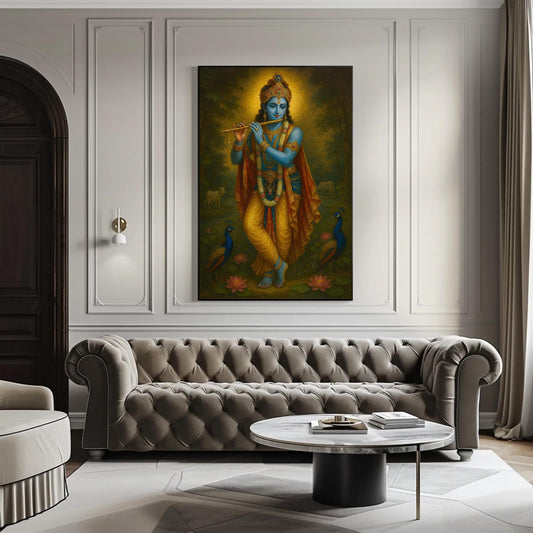 Krishna Flute canvas wall art, ready to hang