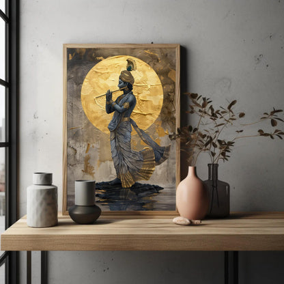 Lord Krishna Flute , Hindu Spiritual Wall canvas wall art, ready to hang