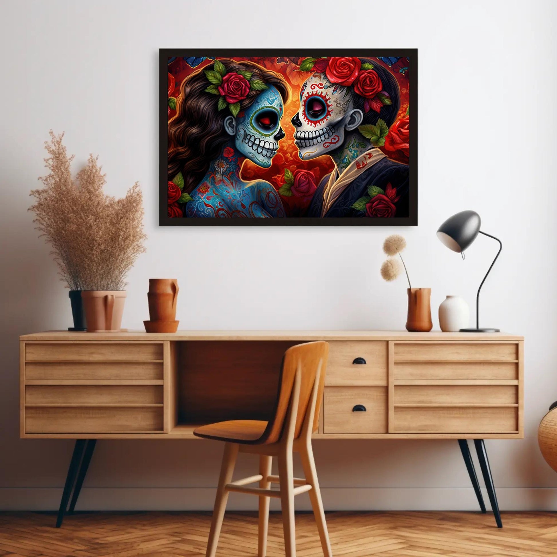 Sugar Skull folk art canvas wall art for the home