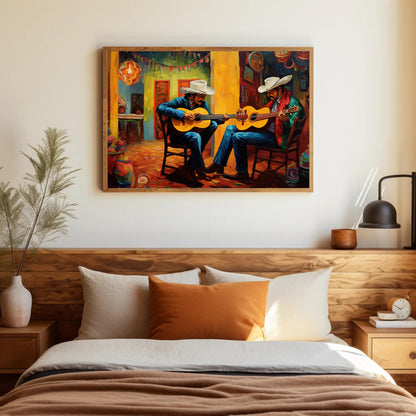 Mariachi Guitarist , Mexican Music folk art canvas wall art, ready to hang