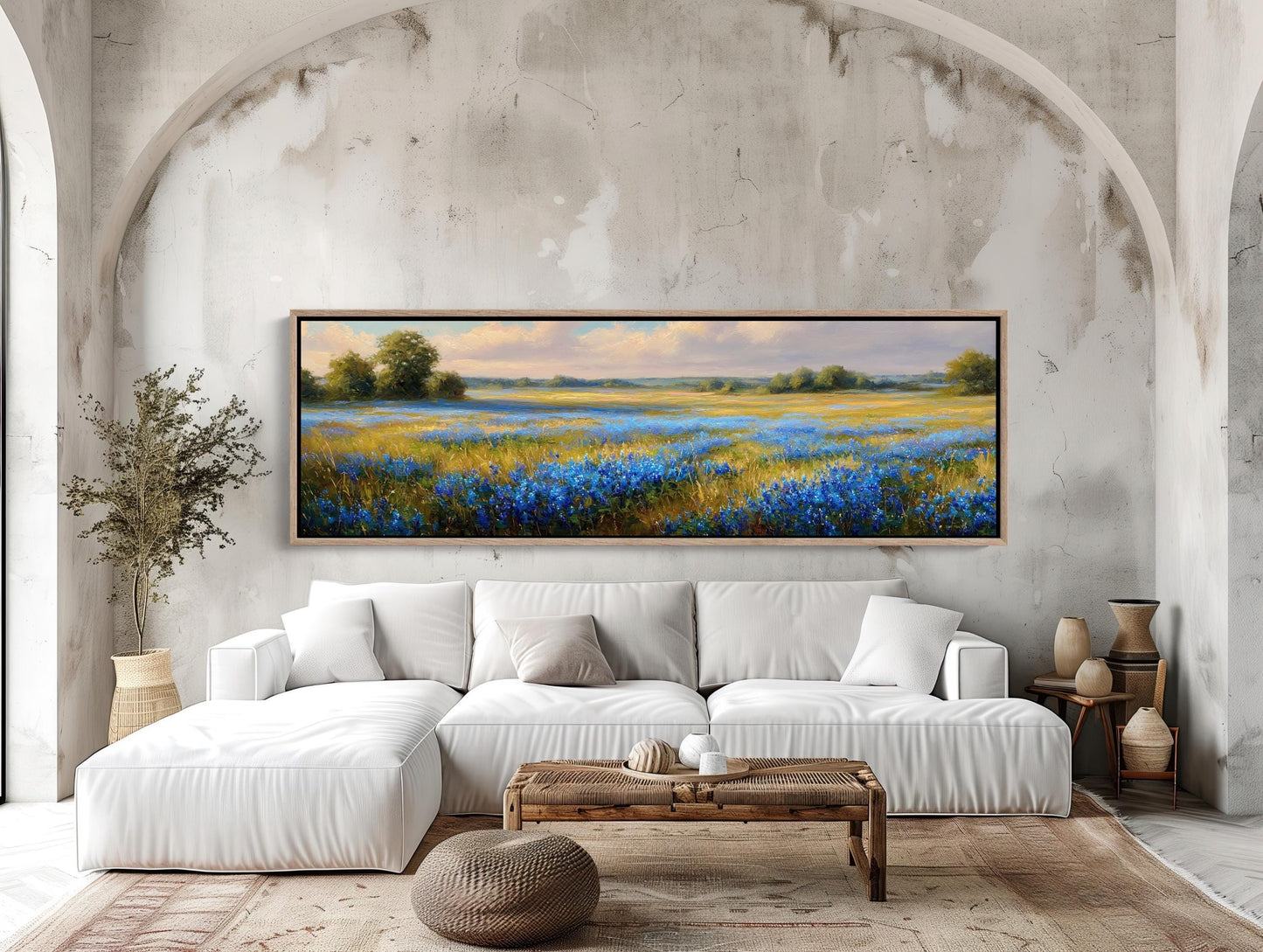 Bluebonnet canvas wall art shown in a living room (view 2)