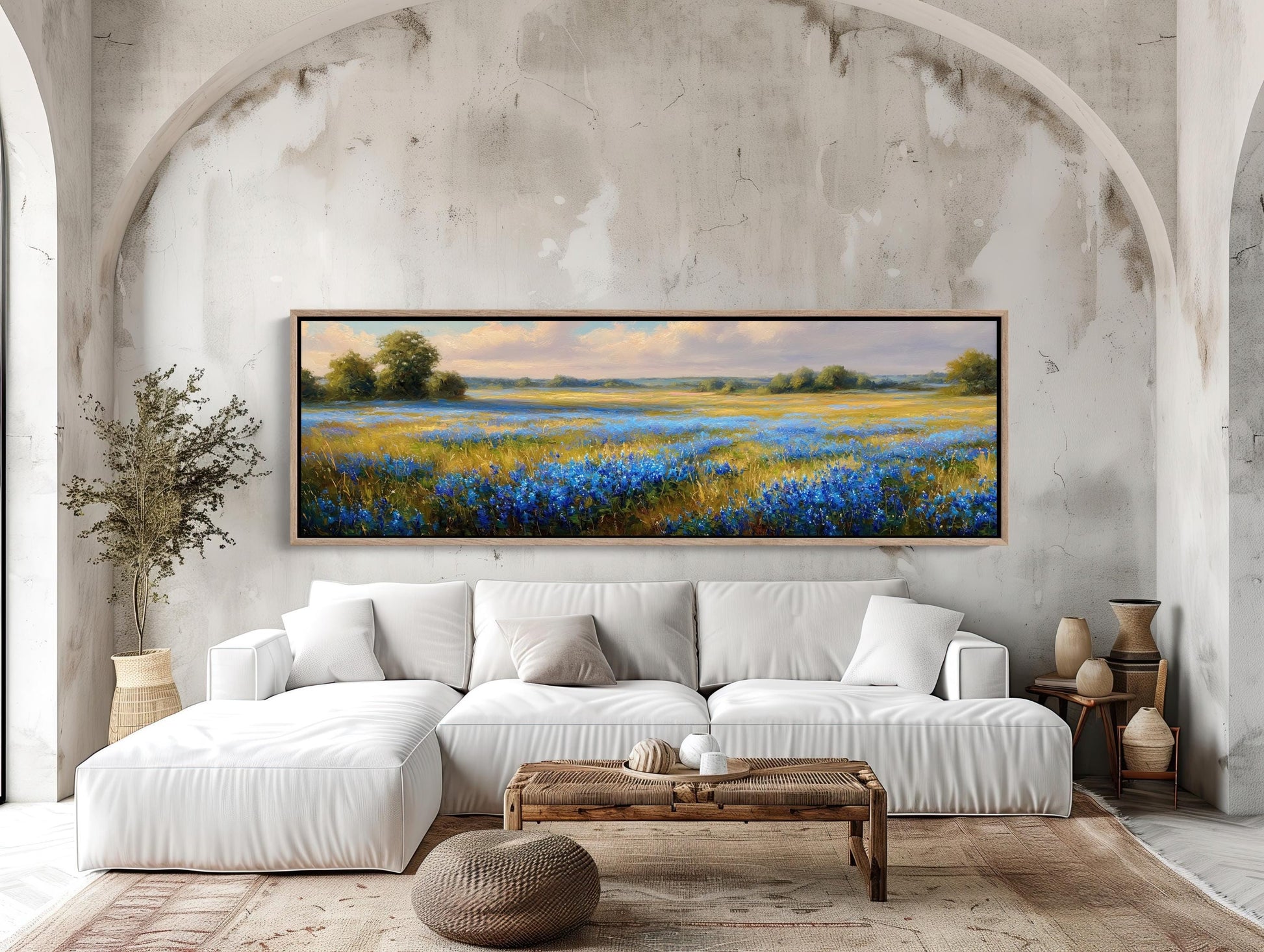Bluebonnet canvas wall art shown in a living room (view 2)