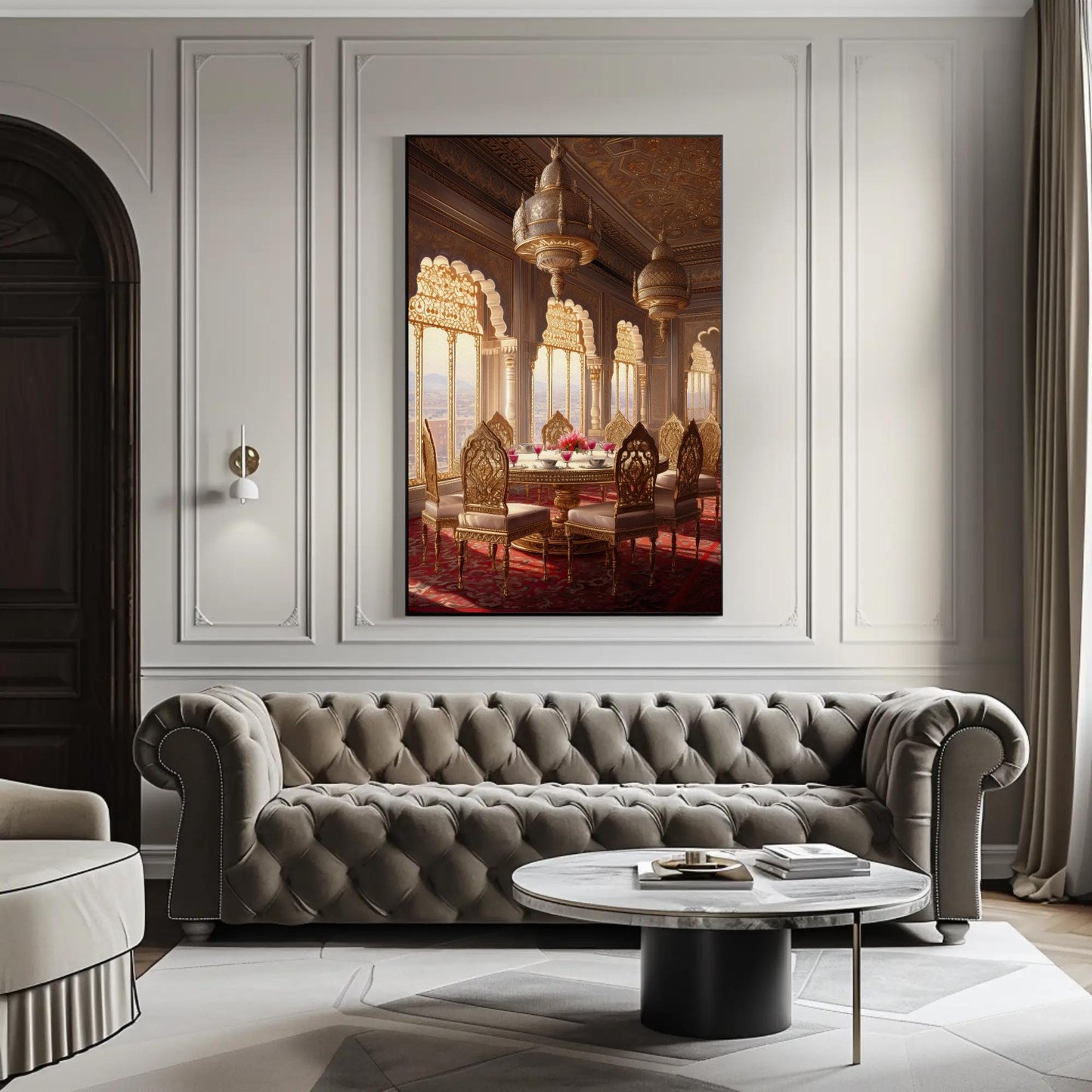 Indian Palace canvas wall art shown in a living room