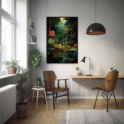 Tropical Jungle , Lush Green Forest modern canvas wall art, ready to hang (view 2)