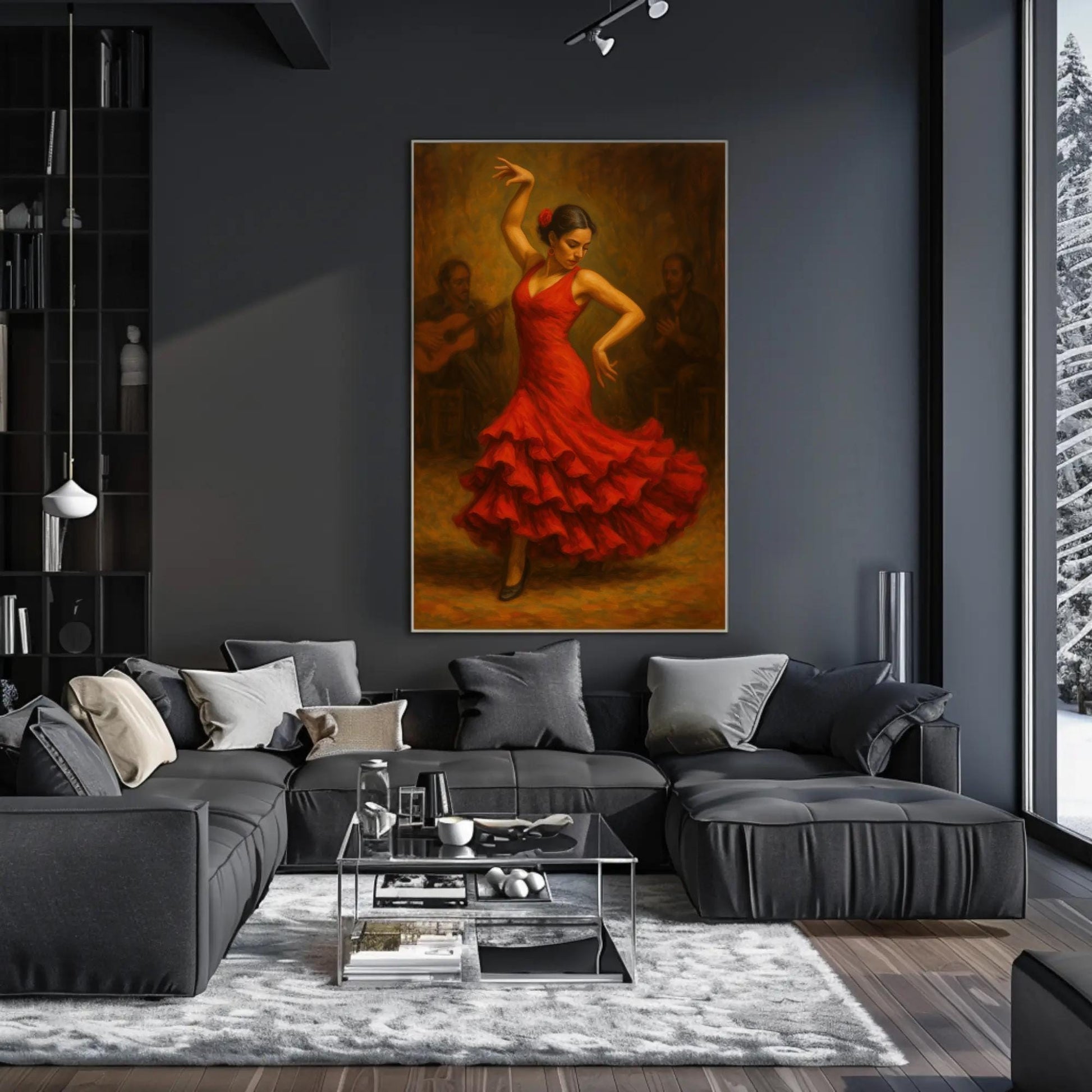 Flamenco Dancer Art canvas wall art, ready to hang (view 2)