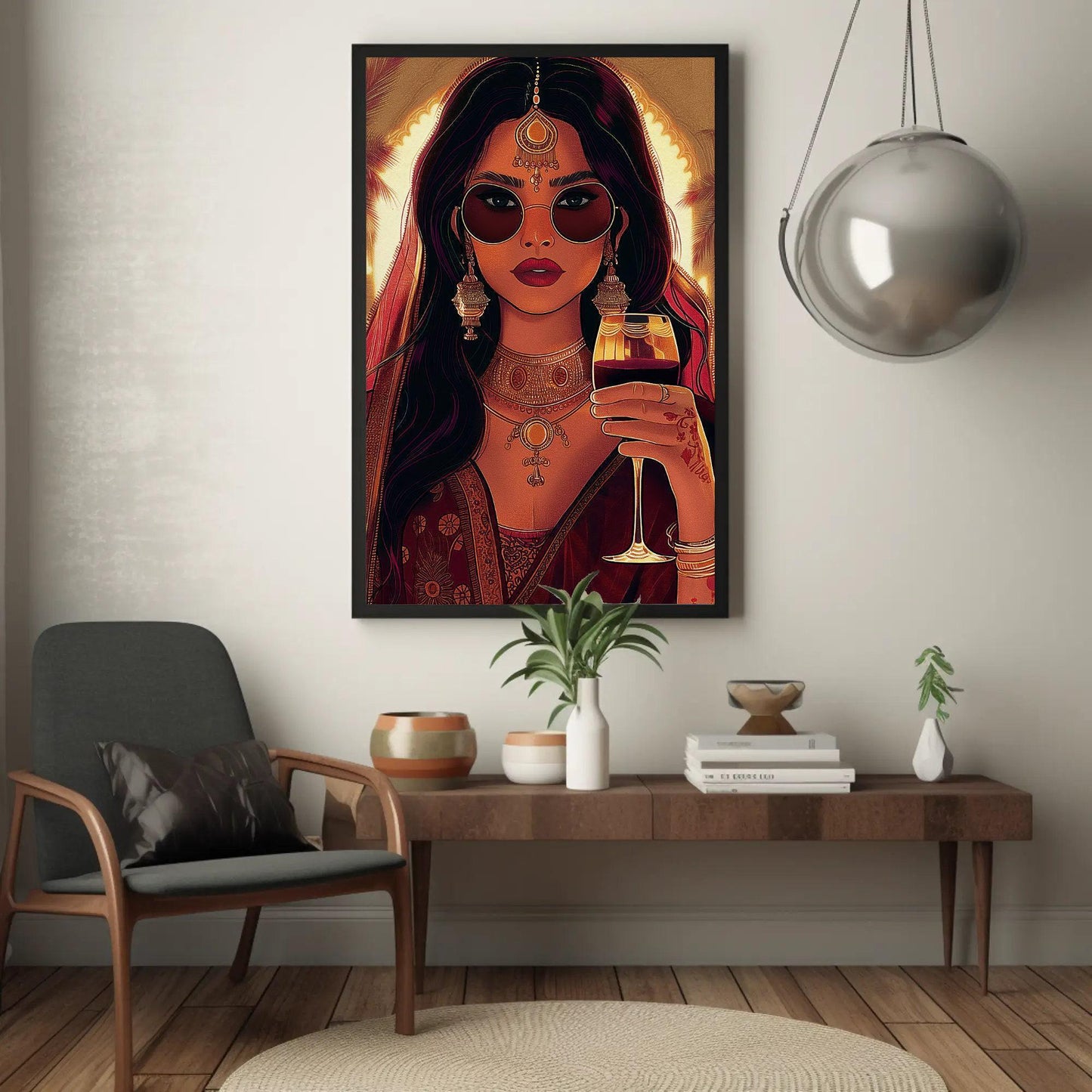 Modern Indian Woman Art modern canvas wall art, ready to hang