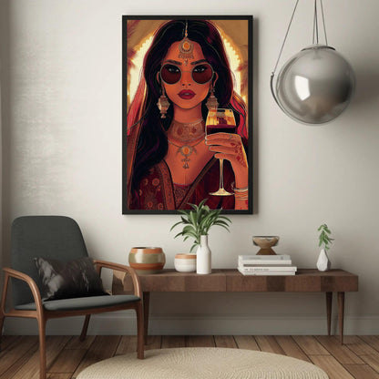Modern Indian Woman Art modern canvas wall art, ready to hang