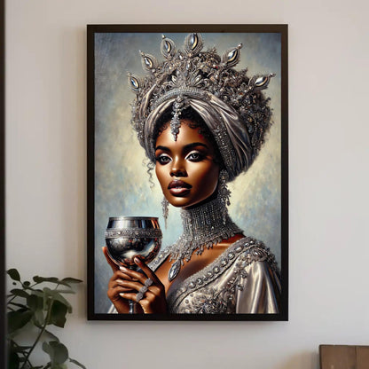 a painting of a woman holding a wine glass