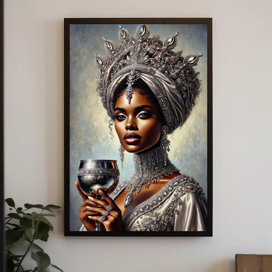 a painting of a woman holding a wine glass