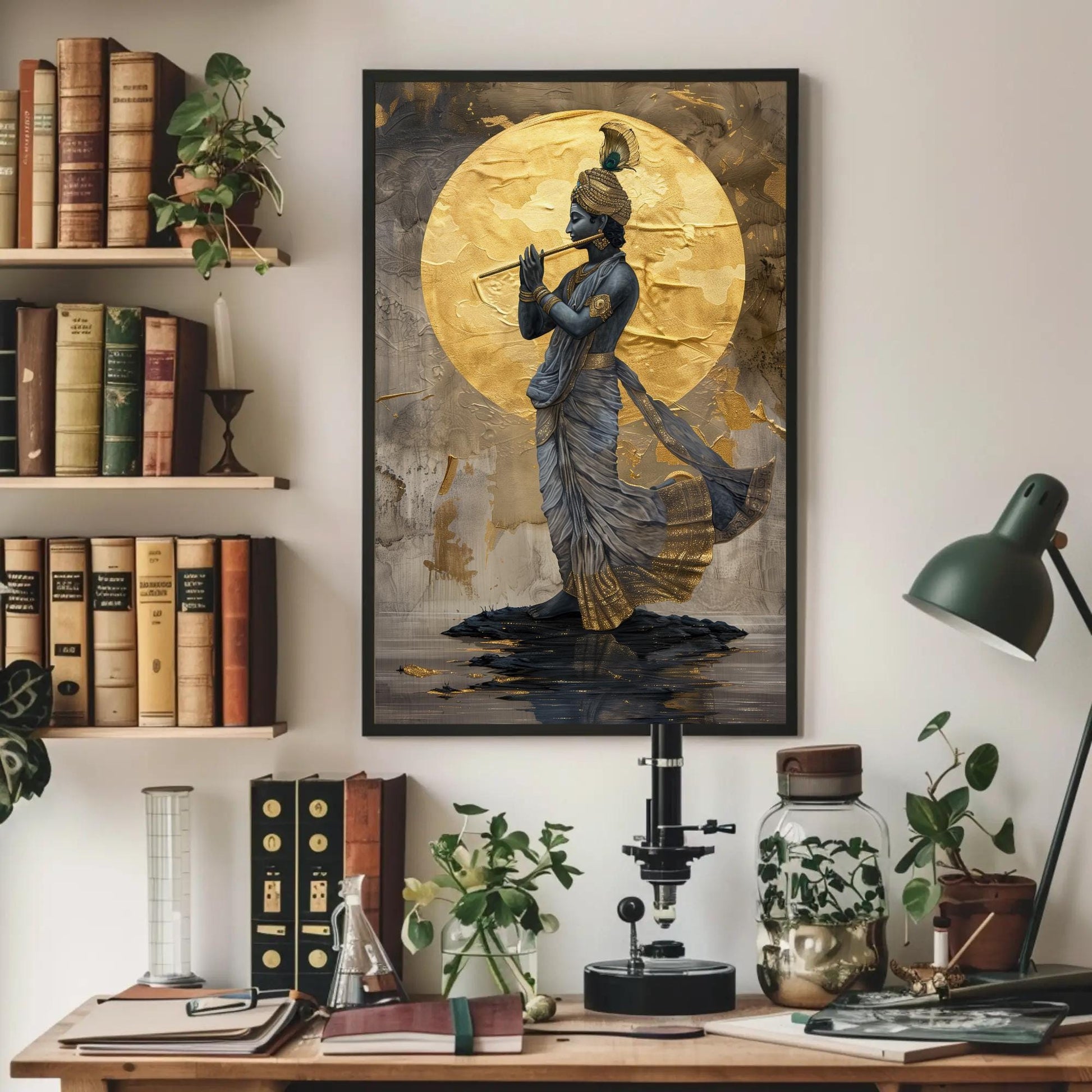 Lord Krishna Flute , Hindu Spiritual Wall canvas wall art for the home