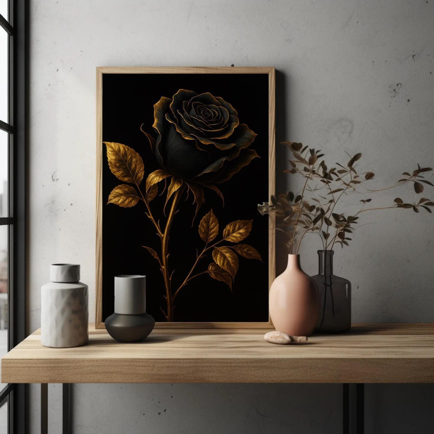 Black Rose canvas wall art, gallery-wrapped or framed