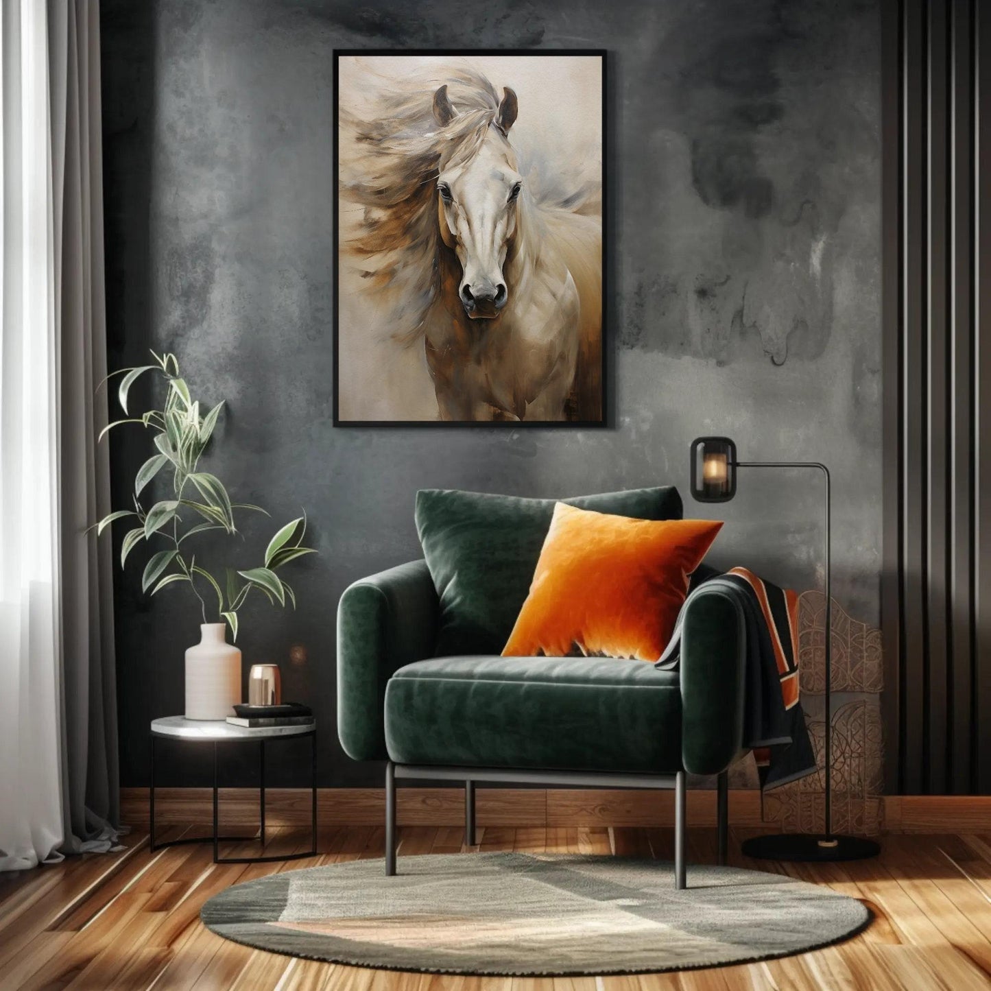 White Horse canvas wall art, statement décor