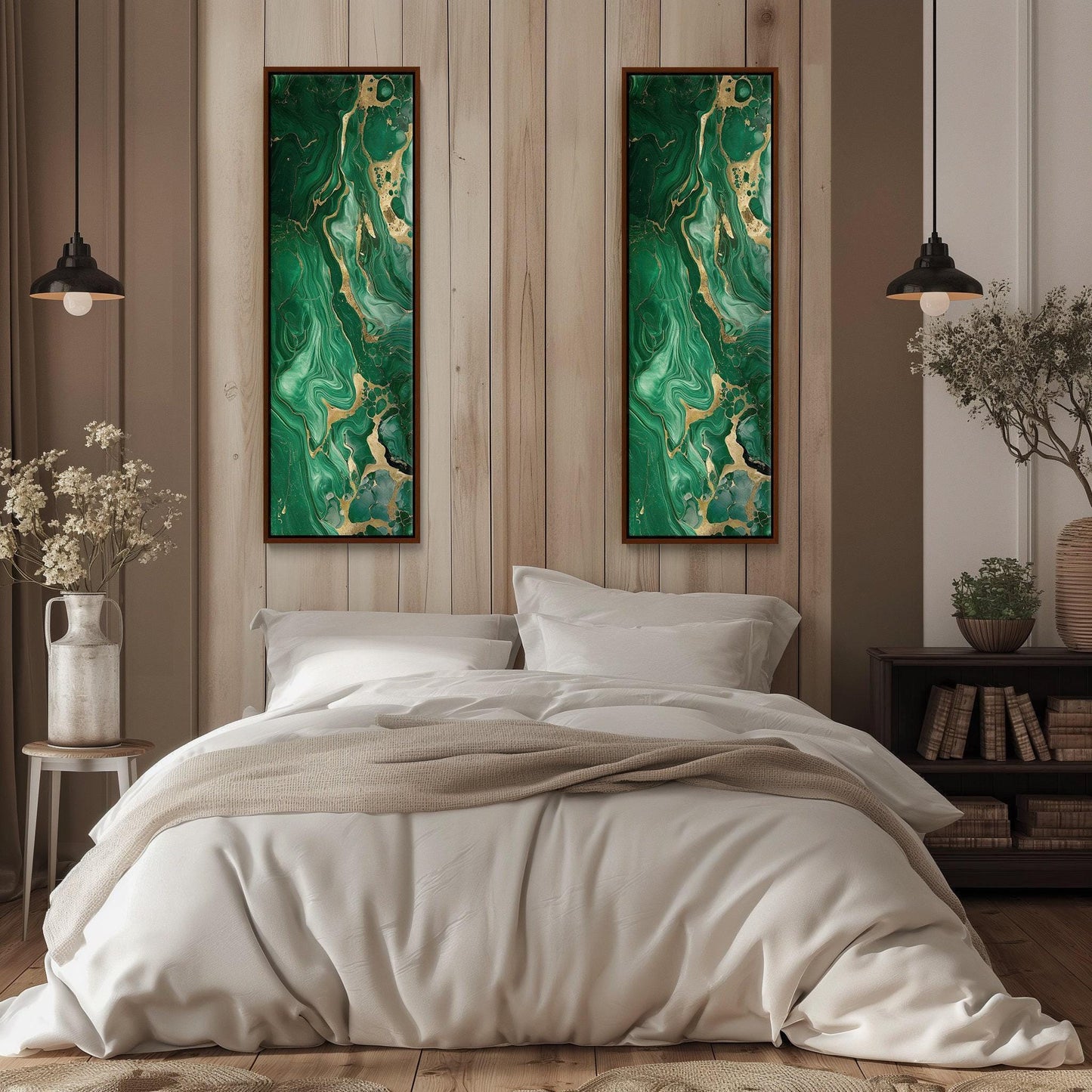 Green Gold Marble canvas wall art in gold tones