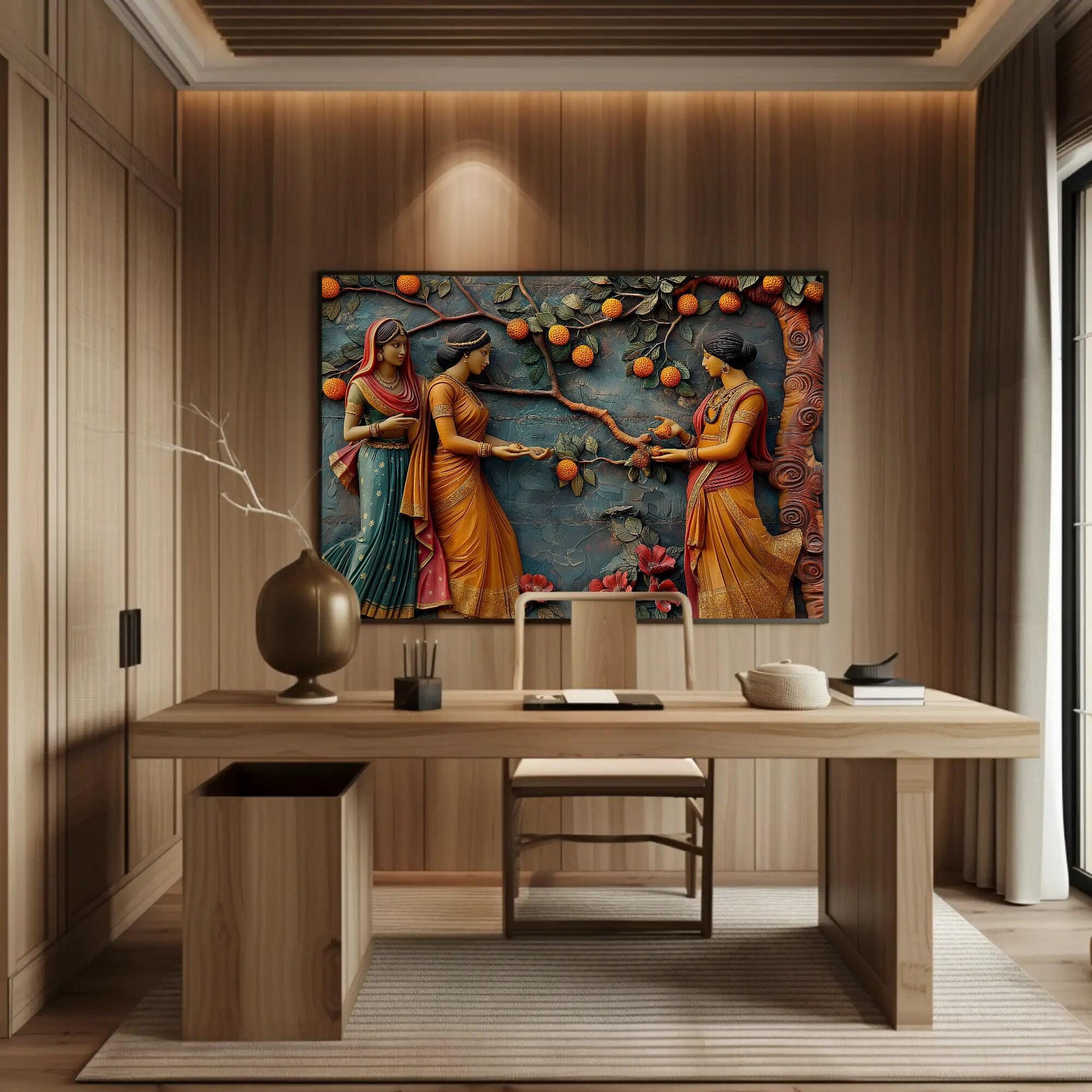 Indian Women canvas wall art shown in a styled room (view 2)