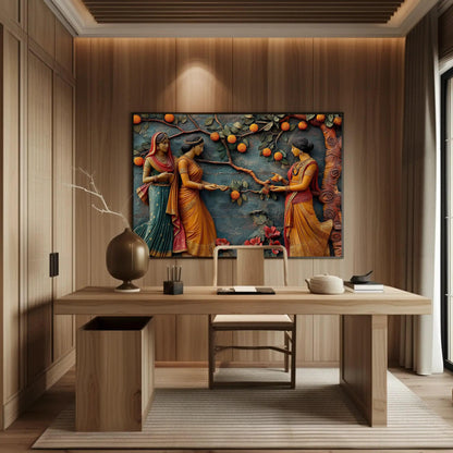 Indian Women canvas wall art shown in a styled room (view 2)