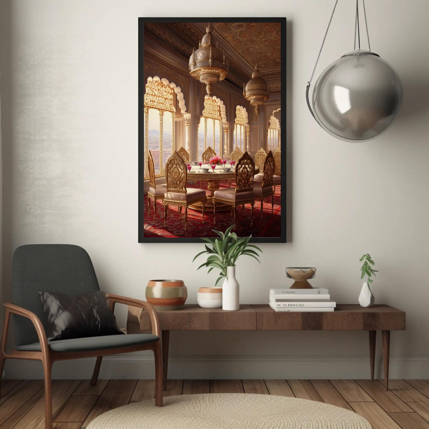 Indian Palace canvas wall art shown in a styled interior