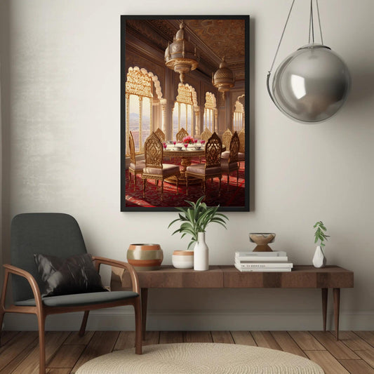 Indian Palace canvas wall art shown in a styled interior