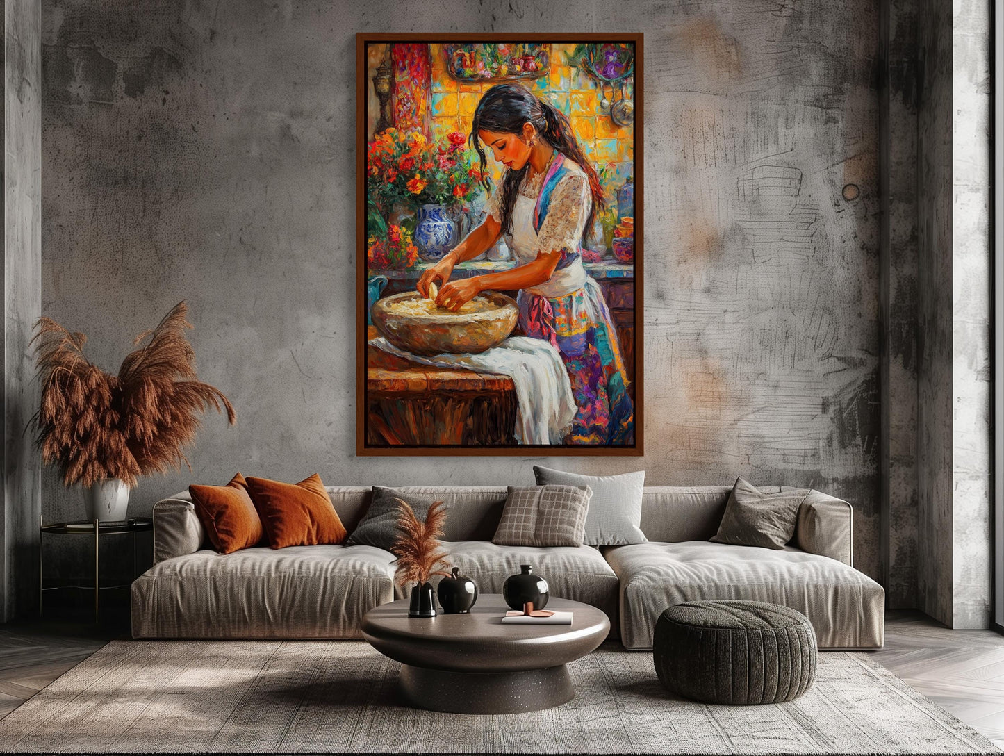 Mexican Cooking , Vibrant Kitchen Cocina canvas wall art shown in a styled room (view 3)
