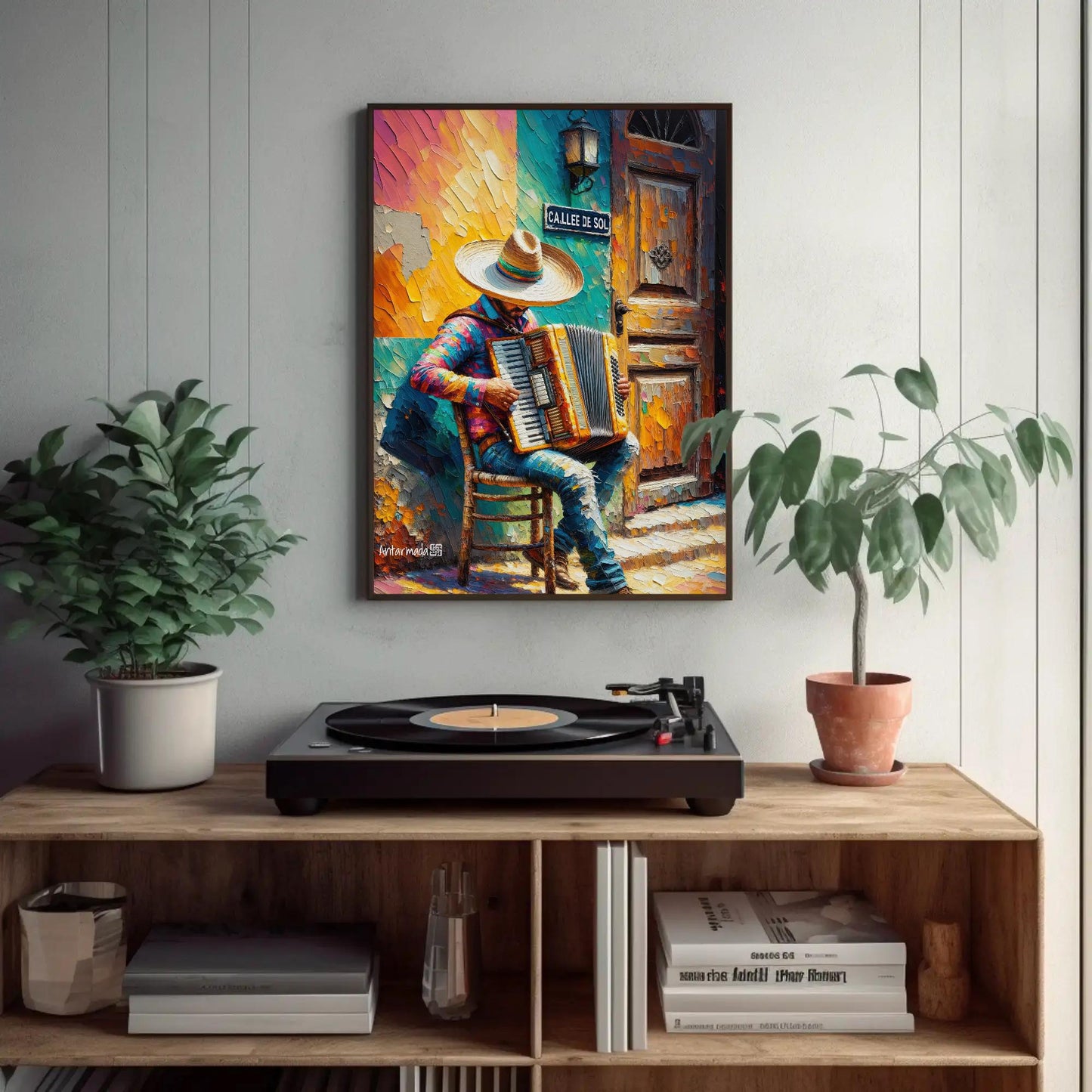 Mariachi Accordion , Mexican Music canvas wall art shown in a styled room (view 2)