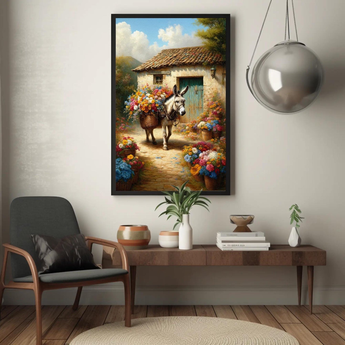 Mexican Donkey canvas wall art shown in a styled room (view 2)