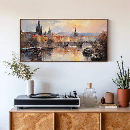Prague , Czech Republic Gothic Cityscape Art canvas print, premium giclée wall art