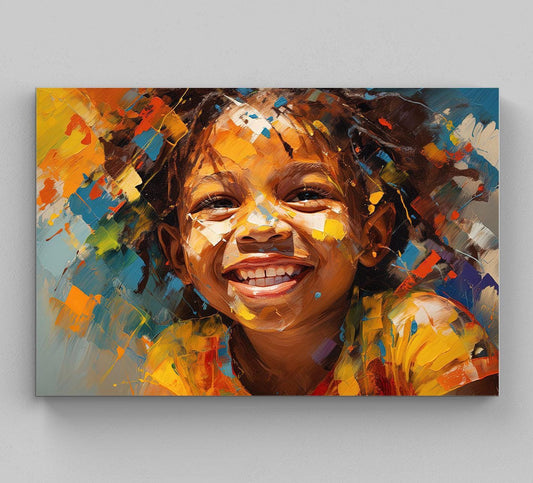 African Kid Art Print - Vibrant Colorful Wall Art on Museum-Grade Canvas
