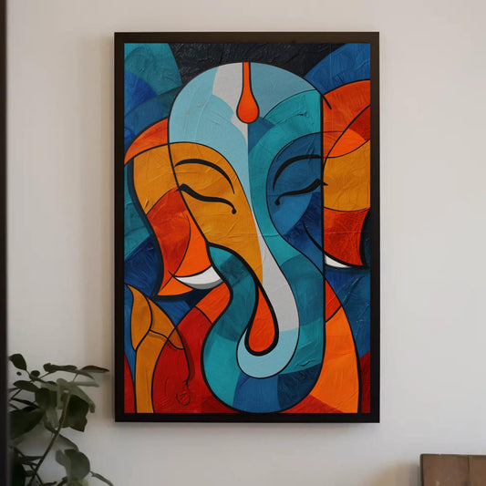 Abstract Ganesha Canvas Print, Modern Hindu Wall Art Decor