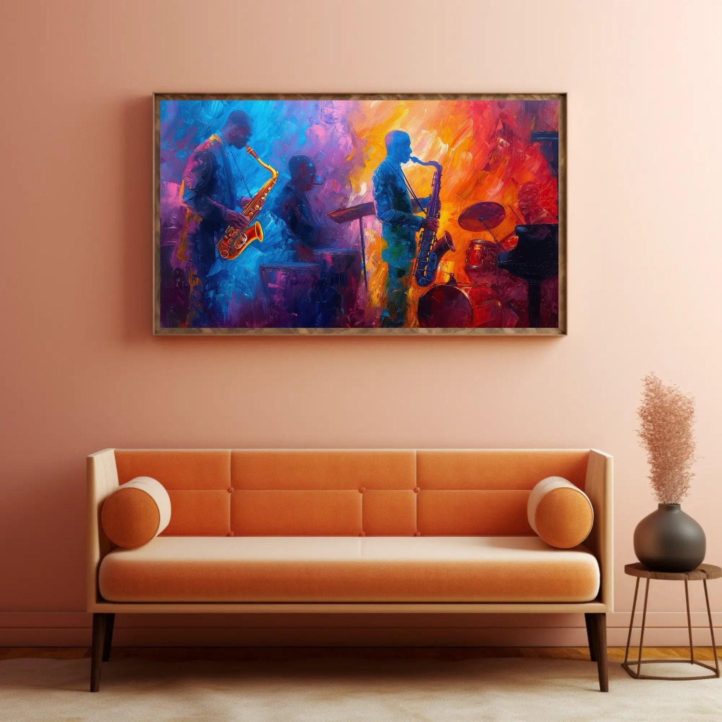 Jazz Music canvas wall art shown in a living room