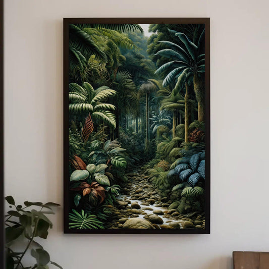 Tropical Jungle Canvas Henri Rousseau - Framed Jungle Wall Art With Wooden Frame