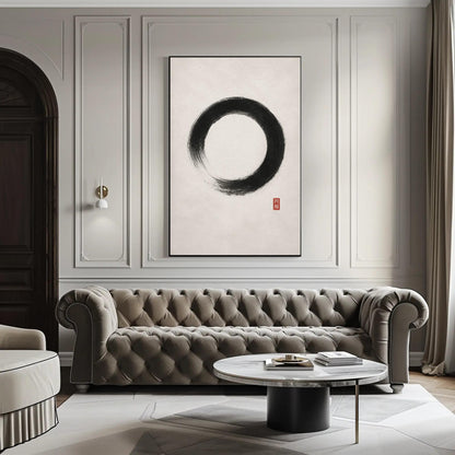 Ensō Circle canvas wall art shown in a living room (view 2)